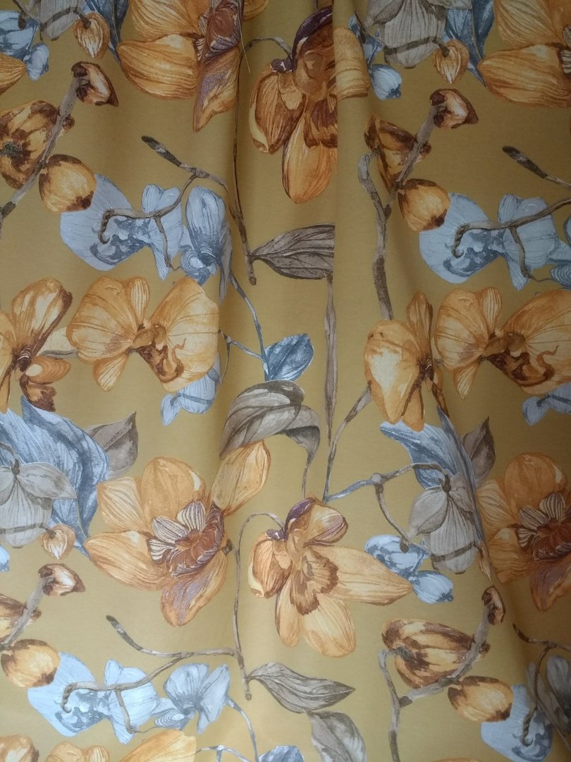 Stella yellow curtain fabric