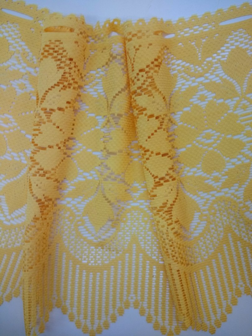 Yellow 60 cm high lace curtain